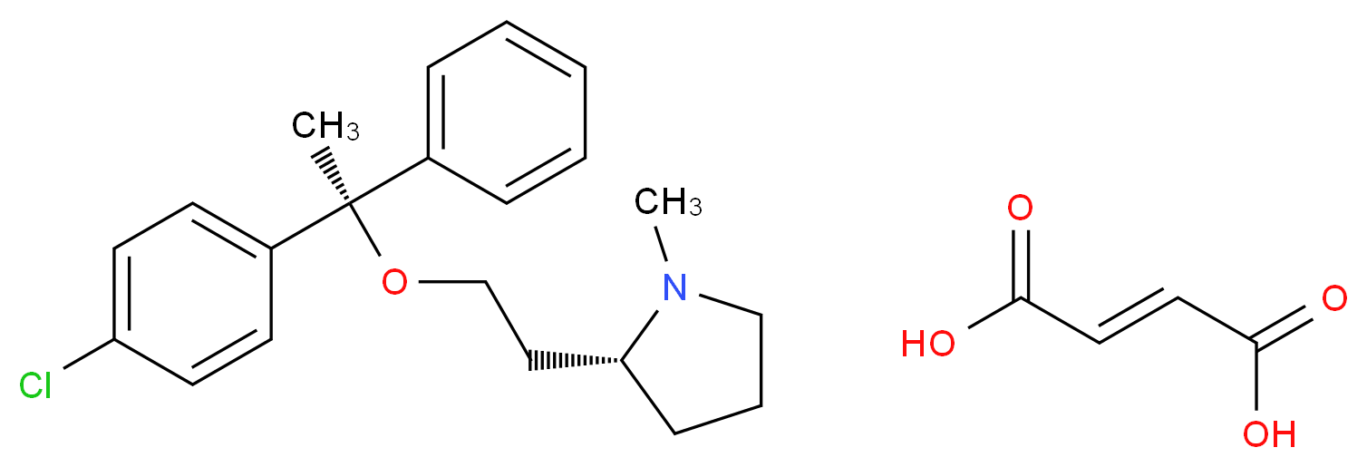 (2E)-but-2-enedioic acid; (2R)-2-{2-[(1R)-1-(4-chlorophenyl)-1-phenylethoxy]ethyl}-1-methylpyrrolidine_分子结构_CAS_57943-82-5