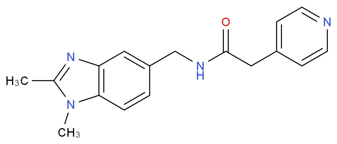 N-[(1,2-dimethyl-1H-benzimidazol-5-yl)methyl]-2-pyridin-4-ylacetamide_分子结构_CAS_)