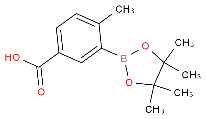 4-methyl-3-(tetramethyl-1,3,2-dioxaborolan-2-yl)benzoic acid_分子结构_CAS_515131-35-8