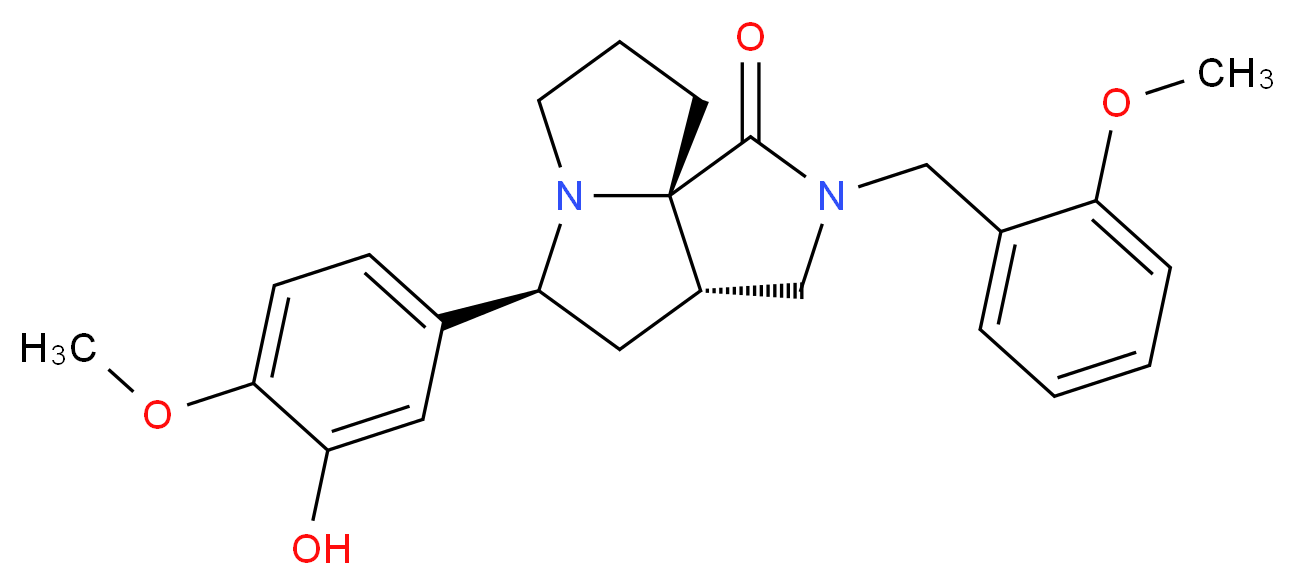 (3aS*,5S*,9aS*)-5-(3-hydroxy-4-methoxyphenyl)-2-(2-methoxybenzyl)hexahydro-7H-pyrrolo[3,4-g]pyrrolizin-1(2H)-one_分子结构_CAS_)