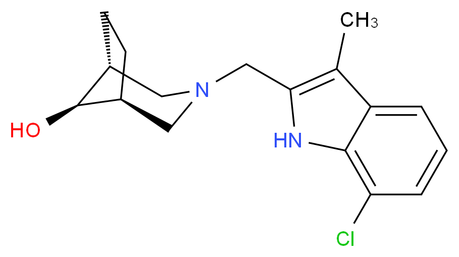 (8-syn)-3-[(7-chloro-3-methyl-1H-indol-2-yl)methyl]-3-azabicyclo[3.2.1]octan-8-ol_分子结构_CAS_)