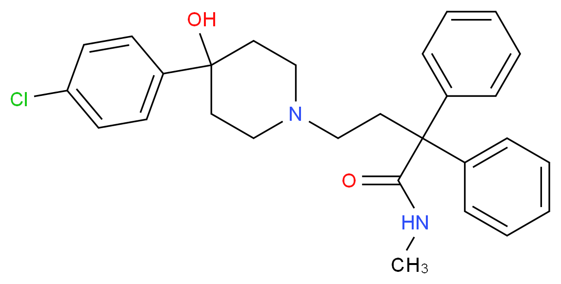 4-[4-(4-chlorophenyl)-4-hydroxypiperidin-1-yl]-N-methyl-2,2-diphenylbutanamide_分子结构_CAS_66164-07-6
