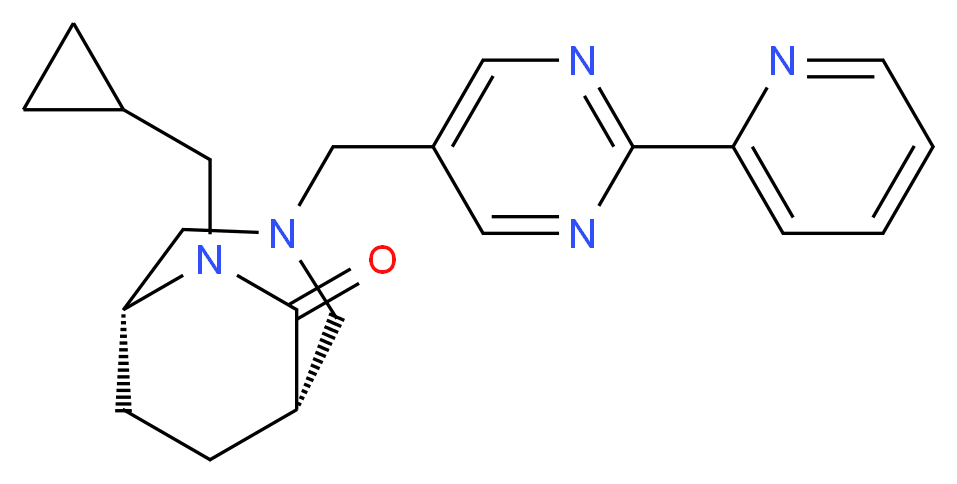 (1S*,5R*)-6-(cyclopropylmethyl)-3-{[2-(2-pyridinyl)-5-pyrimidinyl]methyl}-3,6-diazabicyclo[3.2.2]nonan-7-one_分子结构_CAS_)