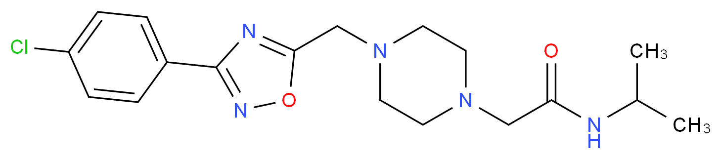 2-(4-{[3-(4-chlorophenyl)-1,2,4-oxadiazol-5-yl]methyl}-1-piperazinyl)-N-isopropylacetamide_分子结构_CAS_)