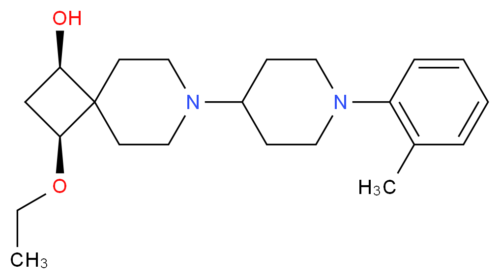 (1R*,3S*)-3-ethoxy-7-[1-(2-methylphenyl)-4-piperidinyl]-7-azaspiro[3.5]nonan-1-ol_分子结构_CAS_)