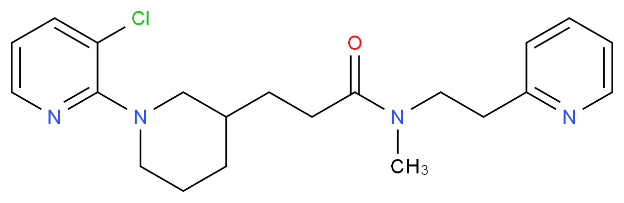 3-[1-(3-chloro-2-pyridinyl)-3-piperidinyl]-N-methyl-N-[2-(2-pyridinyl)ethyl]propanamide_分子结构_CAS_)