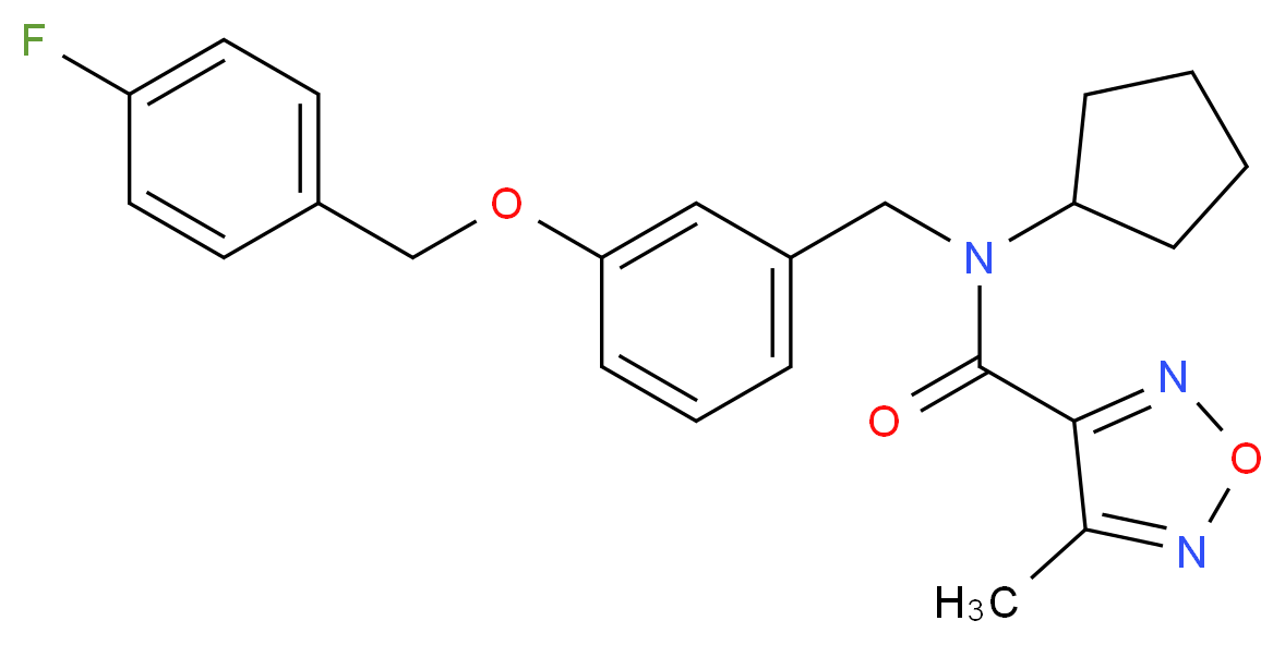 N-cyclopentyl-N-{3-[(4-fluorobenzyl)oxy]benzyl}-4-methyl-1,2,5-oxadiazole-3-carboxamide_分子结构_CAS_)