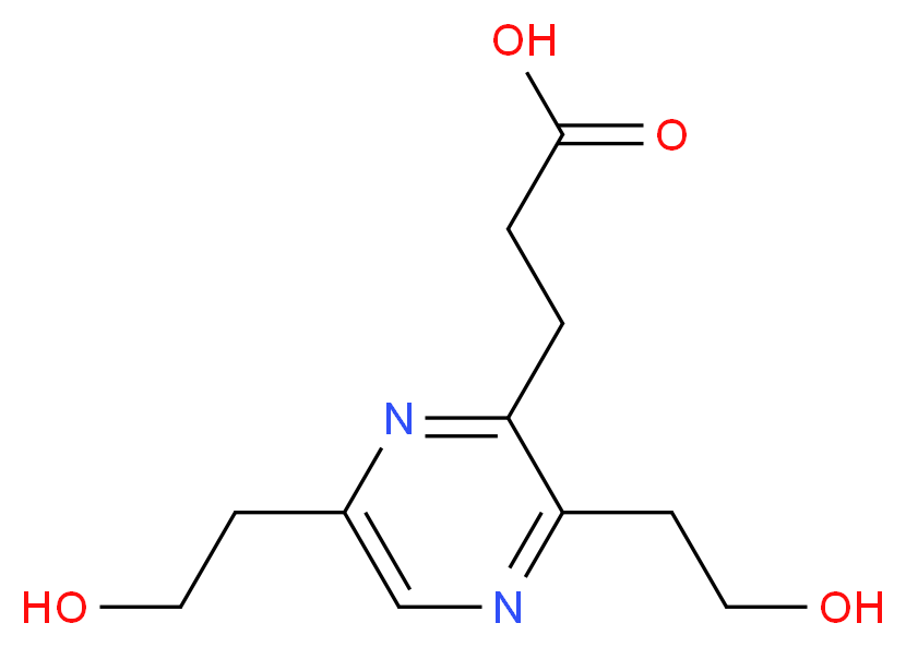 3,6-Bis(2-hydroxyethyl)-2-pyrazinepropanoic Acid_分子结构_CAS_96681-85-5)