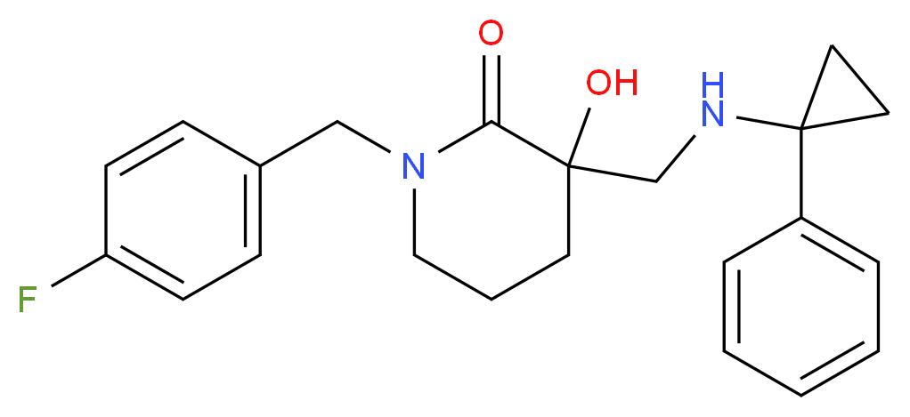 1-(4-fluorobenzyl)-3-hydroxy-3-{[(1-phenylcyclopropyl)amino]methyl}-2-piperidinone_分子结构_CAS_)