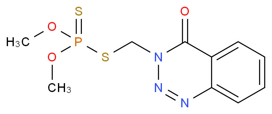 dimethyl {[(4-oxo-3,4-dihydro-1,2,3-benzotriazin-3-yl)methyl]sulfanyl}(sulfanylidene)phosphonite_分子结构_CAS_86-50-0