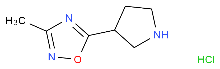 3-甲基-5-(3-吡咯烷基)-1,2,4-氧杂二唑盐酸盐_分子结构_CAS_1121057-52-0)