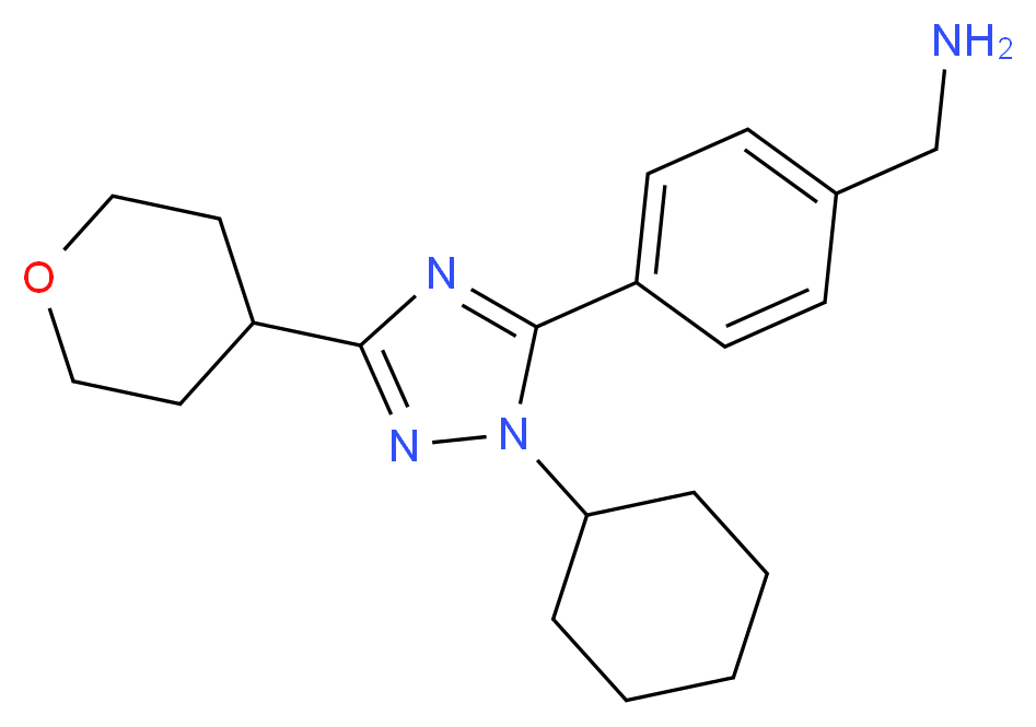 1-{4-[1-cyclohexyl-3-(tetrahydro-2H-pyran-4-yl)-1H-1,2,4-triazol-5-yl]phenyl}methanamine_分子结构_CAS_)