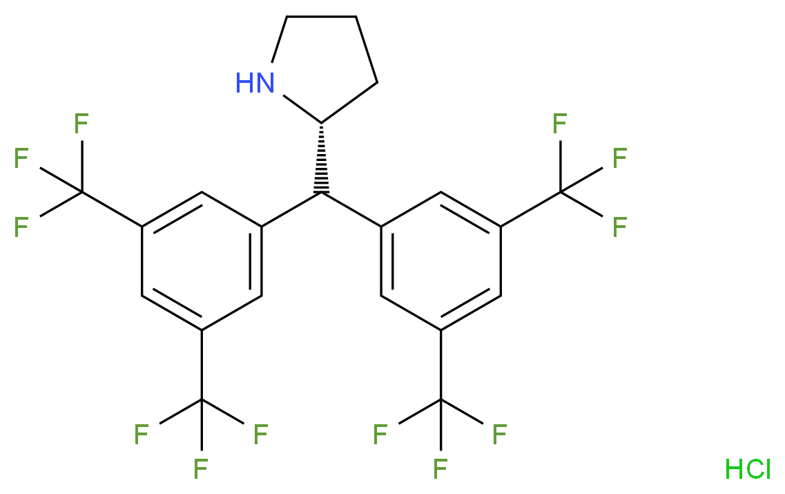 (2R)-2-{bis[3,5-bis(trifluoromethyl)phenyl]methyl}pyrrolidine hydrochloride_分子结构_CAS_1217463-08-5