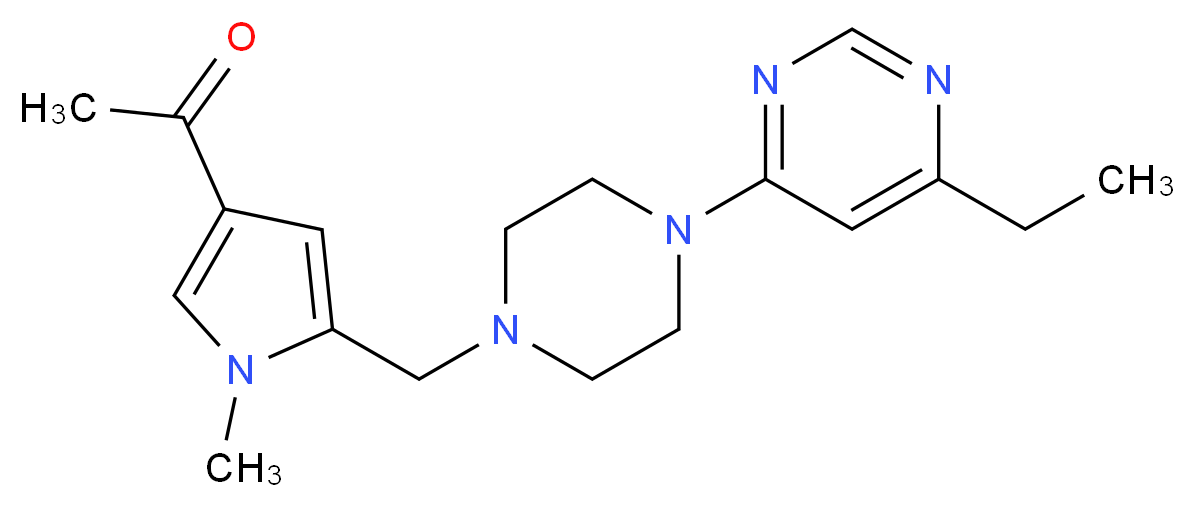 1-(5-{[4-(6-ethylpyrimidin-4-yl)piperazin-1-yl]methyl}-1-methyl-1H-pyrrol-3-yl)ethanone_分子结构_CAS_)