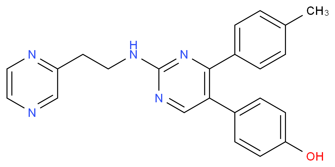 4-{4-(4-methylphenyl)-2-[(2-pyrazin-2-ylethyl)amino]pyrimidin-5-yl}phenol_分子结构_CAS_)