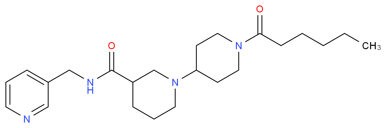 1'-hexanoyl-N-(pyridin-3-ylmethyl)-1,4'-bipiperidine-3-carboxamide_分子结构_CAS_)