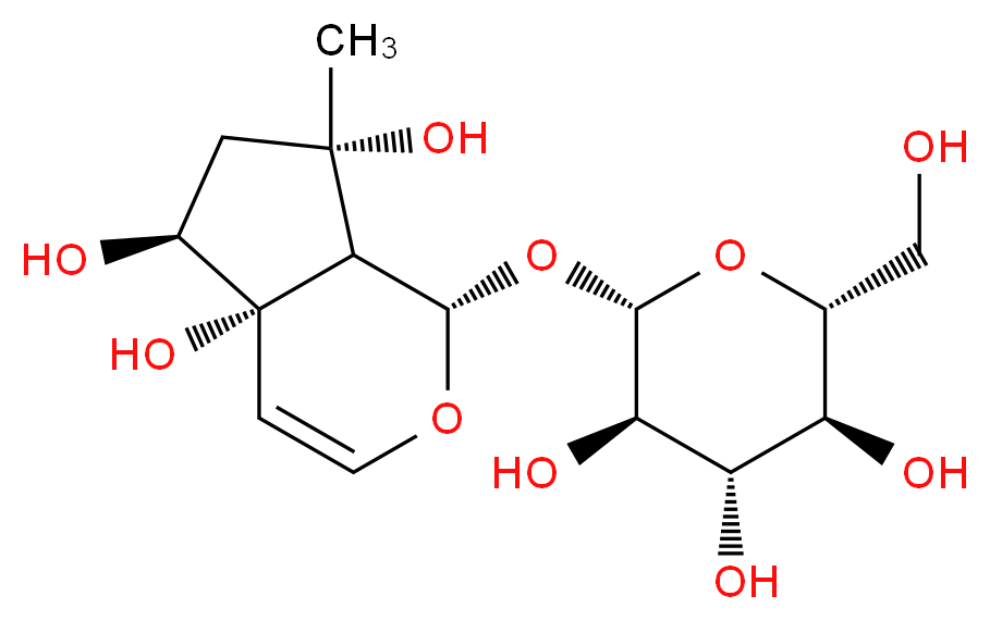 (2S,3R,4S,5S,6R)-2-{[(1S,4aS,5S,7S,7aR)-4a,5,7-trihydroxy-7-methyl-1H,4aH,5H,6H,7H,7aH-cyclopenta[c]pyran-1-yl]oxy}-6-(hydroxymethyl)oxane-3,4,5-triol_分子结构_CAS_86362-16-5