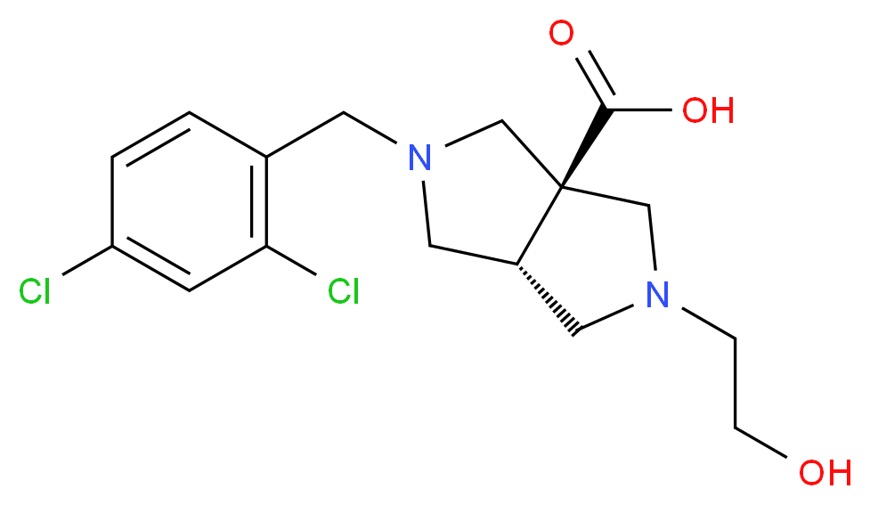 (3aS*,6aS*)-2-(2,4-dichlorobenzyl)-5-(2-hydroxyethyl)hexahydropyrrolo[3,4-c]pyrrole-3a(1H)-carboxylic acid_分子结构_CAS_)