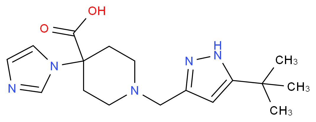 1-[(5-tert-butyl-1H-pyrazol-3-yl)methyl]-4-(1H-imidazol-1-yl)piperidine-4-carboxylic acid_分子结构_CAS_)