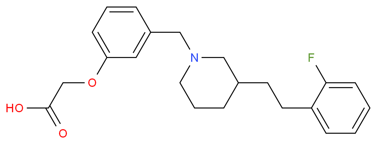[3-({3-[2-(2-fluorophenyl)ethyl]-1-piperidinyl}methyl)phenoxy]acetic acid_分子结构_CAS_)