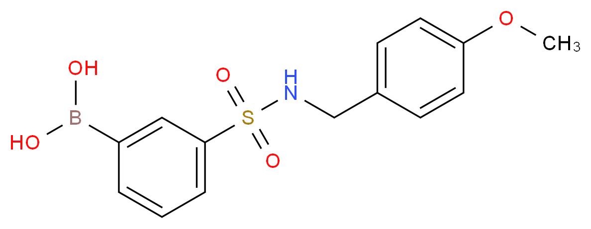 3-(4-甲氧基苄基磺酰氨基)苯硼酸_分子结构_CAS_913836-05-2)
