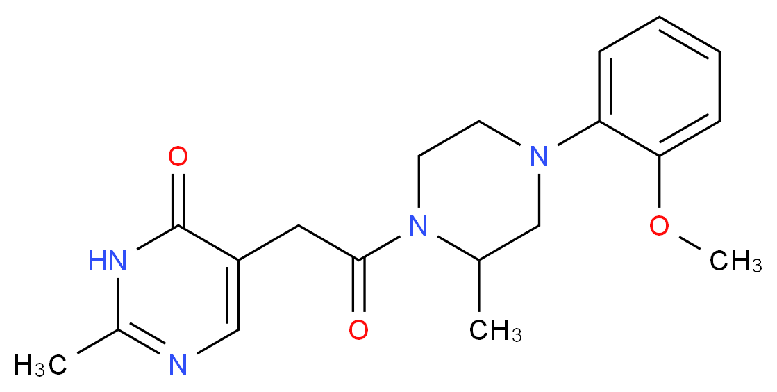 5-{2-[4-(2-methoxyphenyl)-2-methyl-1-piperazinyl]-2-oxoethyl}-2-methyl-4(3H)-pyrimidinone_分子结构_CAS_)