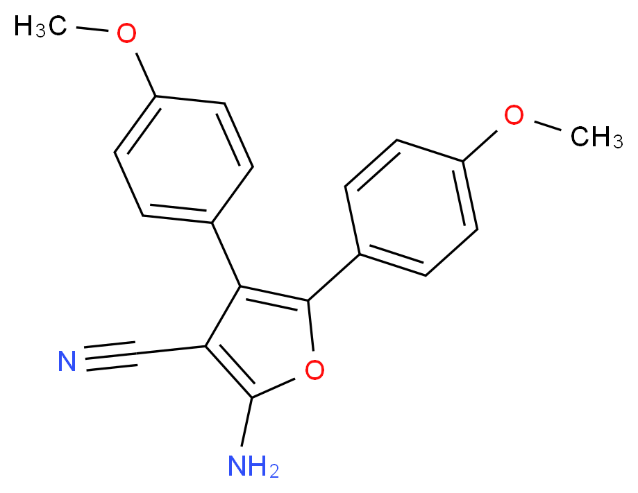 2-氨基-4,5-双(4-甲氧基苯基)呋喃-3-甲腈_分子结构_CAS_94556-80-6)