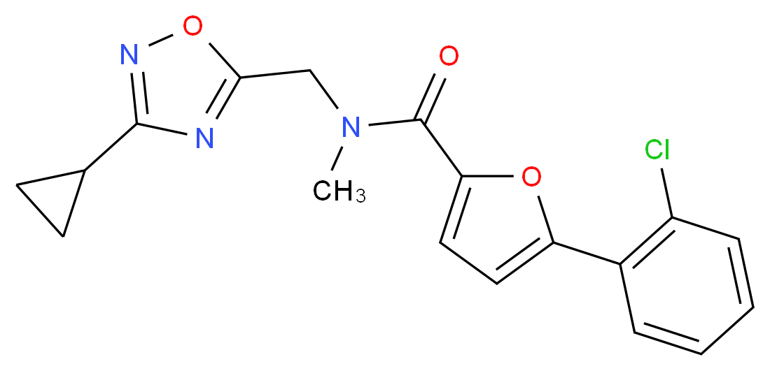 5-(2-chlorophenyl)-N-[(3-cyclopropyl-1,2,4-oxadiazol-5-yl)methyl]-N-methyl-2-furamide_分子结构_CAS_)