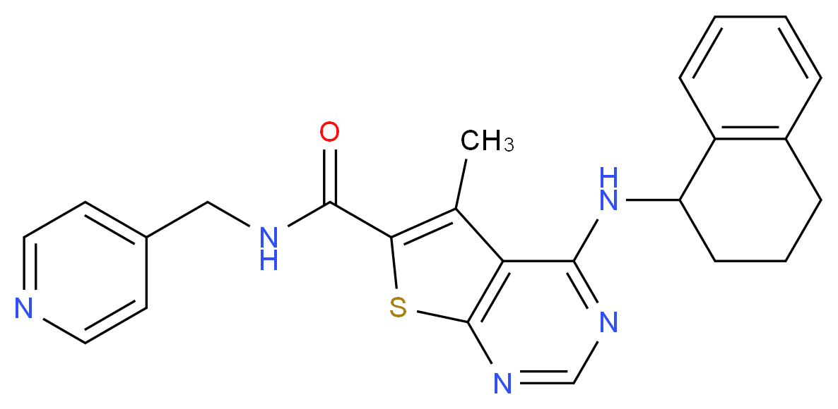 5-methyl-N-(4-pyridinylmethyl)-4-(1,2,3,4-tetrahydro-1-naphthalenylamino)thieno[2,3-d]pyrimidine-6-carboxamide_分子结构_CAS_)