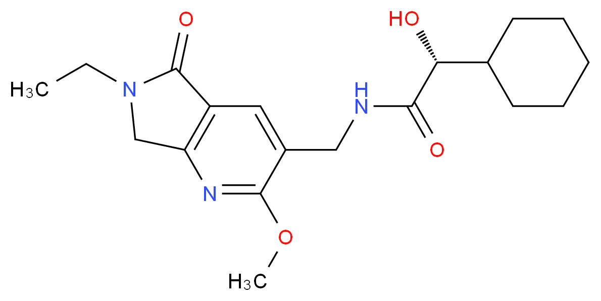 (2R)-2-cyclohexyl-N-[(6-ethyl-2-methoxy-5-oxo-6,7-dihydro-5H-pyrrolo[3,4-b]pyridin-3-yl)methyl]-2-hydroxyacetamide_分子结构_CAS_)
