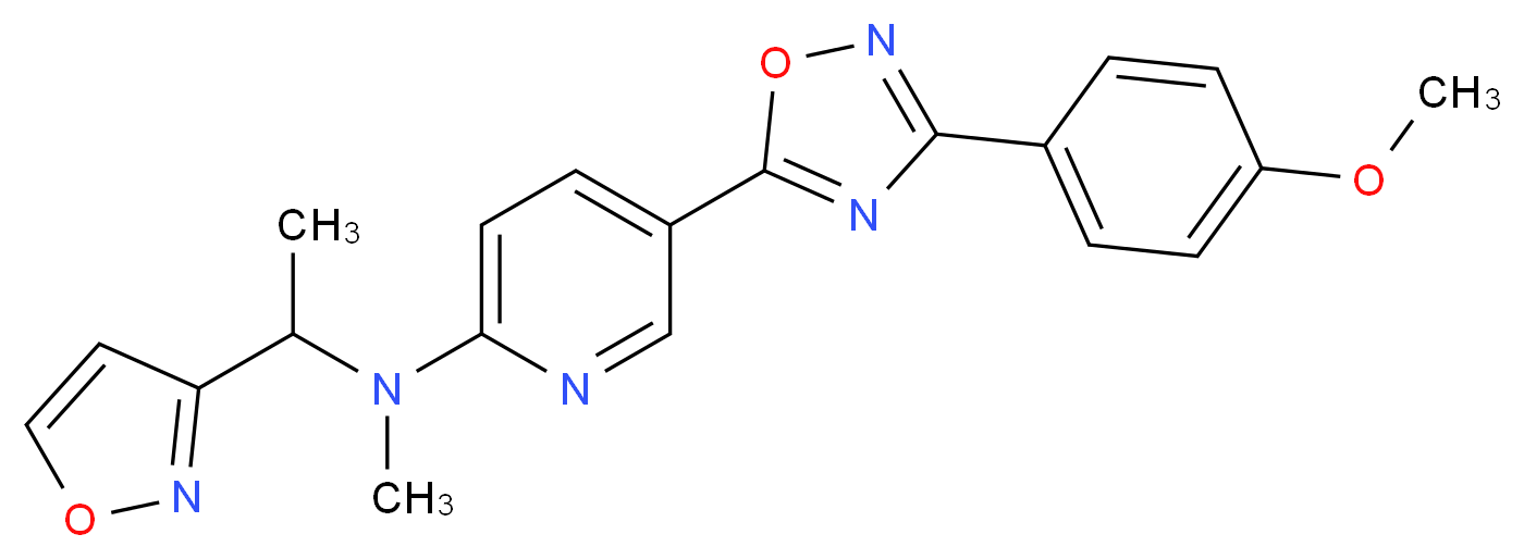 N-[1-(3-isoxazolyl)ethyl]-5-[3-(4-methoxyphenyl)-1,2,4-oxadiazol-5-yl]-N-methyl-2-pyridinamine_分子结构_CAS_)
