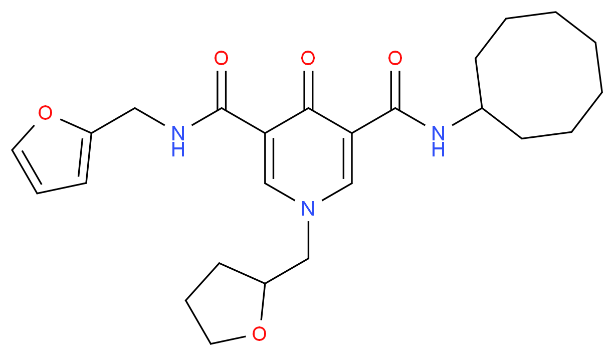 N-cyclooctyl-N'-(2-furylmethyl)-4-oxo-1-(tetrahydro-2-furanylmethyl)-1,4-dihydro-3,5-pyridinedicarboxamide_分子结构_CAS_)