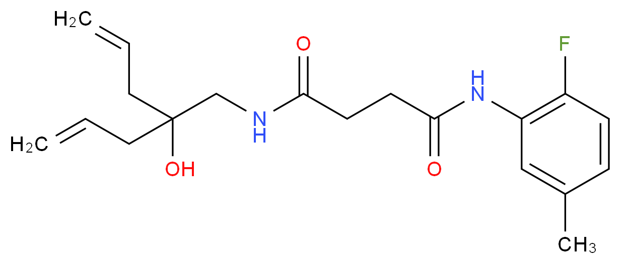 N-(2-allyl-2-hydroxypent-4-en-1-yl)-N'-(2-fluoro-5-methylphenyl)succinamide_分子结构_CAS_)