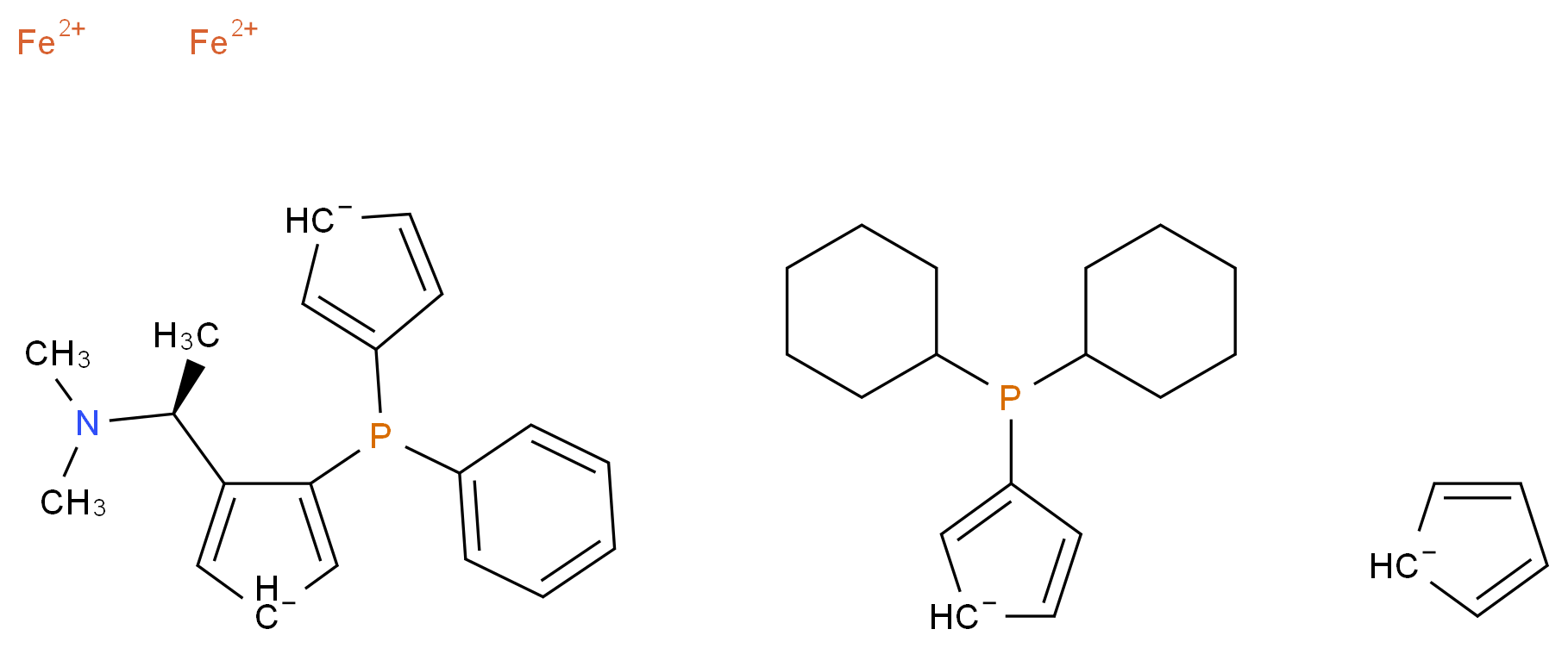 1-Dicyclohexylphosphino-1′-{(R)-{(RP)-2-[(S)-1-(dimethylamino)ethyl]ferrocenyl}phenylphosphino}ferrocene_分子结构_CAS_1036373-39-3)