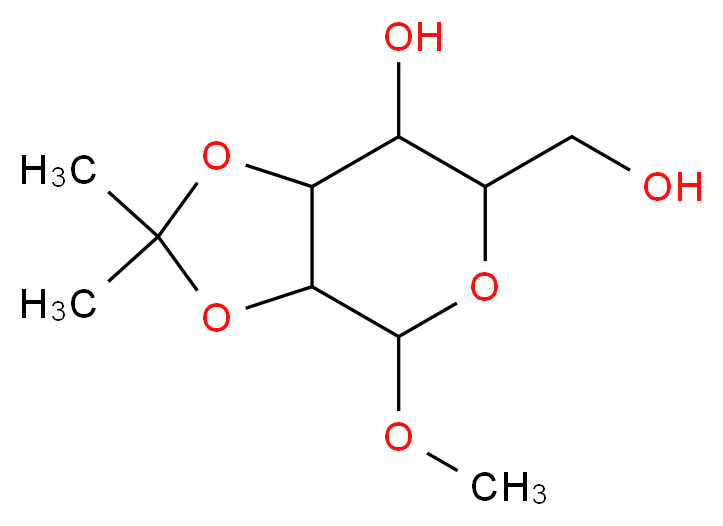 6-(hydroxymethyl)-4-methoxy-2,2-dimethyl-hexahydro-[1,3]dioxolo[4,5-c]pyran-7-ol_分子结构_CAS_63167-69-1