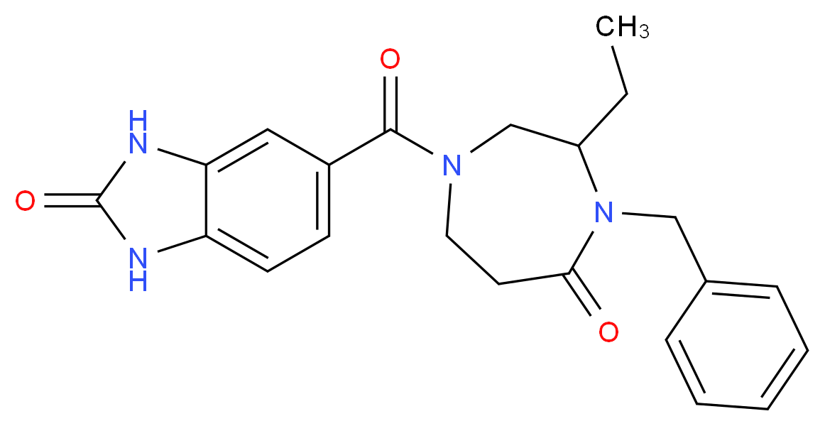 5-[(4-benzyl-3-ethyl-5-oxo-1,4-diazepan-1-yl)carbonyl]-1,3-dihydro-2H-benzimidazol-2-one_分子结构_CAS_)