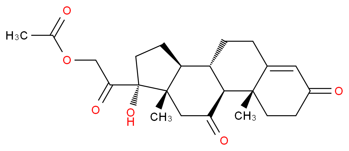 2-((8S,9S,10R,13S,14S,17R)-17-hydroxy-10,13-dimethyl-3,11-dioxo-2,3,6,7,8,9,10,11,12,13,14,15,16,17-tetradecahydro-1H-cyclopenta[a]phenanthren-17-yl)-2-oxoethyl acetate_分子结构_CAS_)
