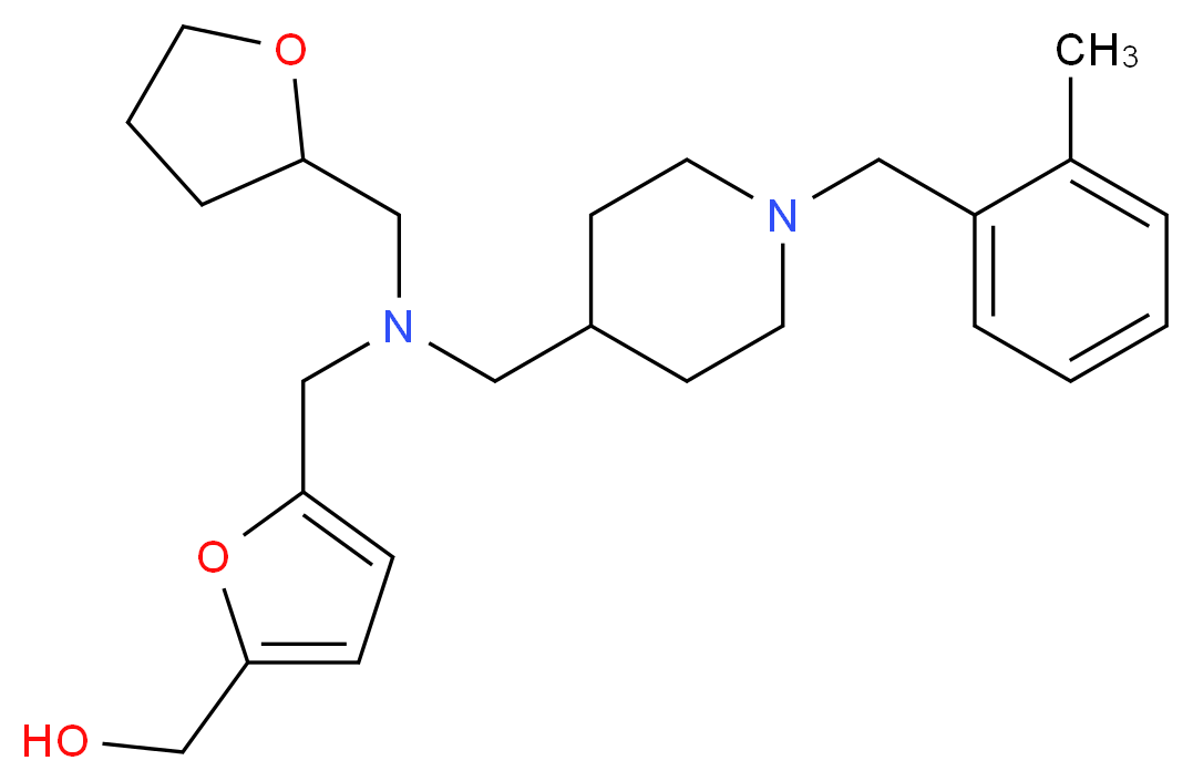 (5-{[{[1-(2-methylbenzyl)-4-piperidinyl]methyl}(tetrahydro-2-furanylmethyl)amino]methyl}-2-furyl)methanol_分子结构_CAS_)