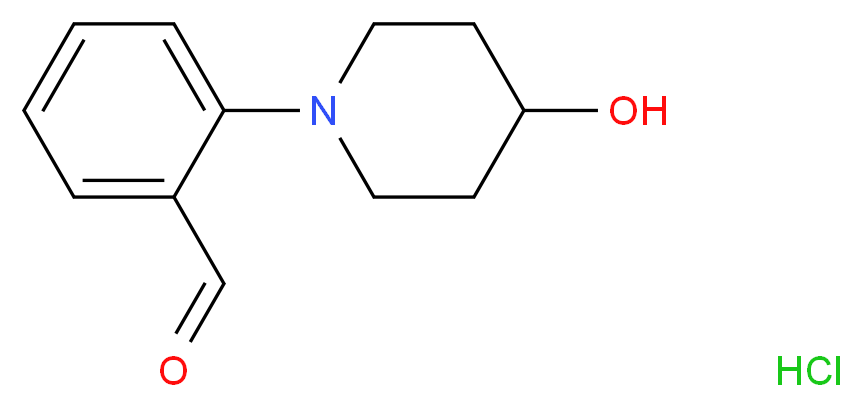 2-(4-hydroxypiperidin-1-yl)benzaldehyde hydrochloride_分子结构_CAS_1185302-49-1