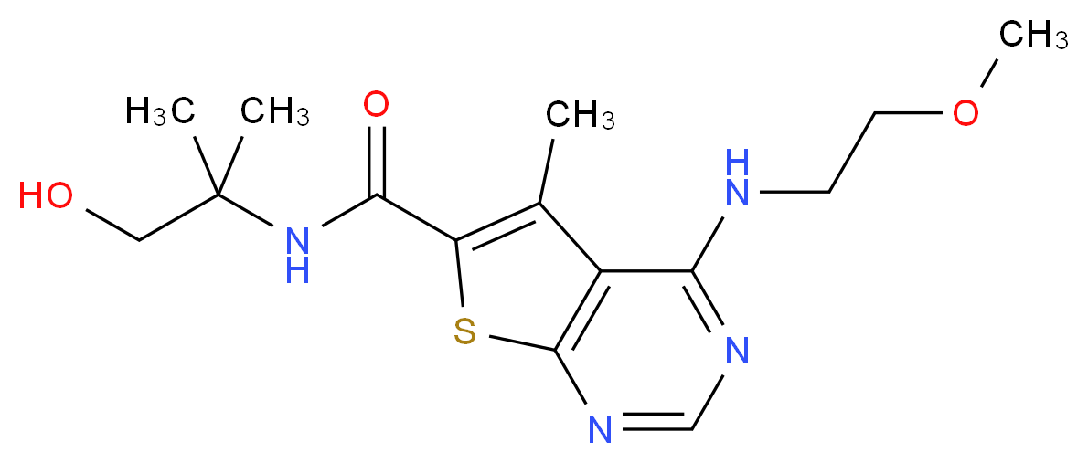 N-(2-hydroxy-1,1-dimethylethyl)-4-[(2-methoxyethyl)amino]-5-methylthieno[2,3-d]pyrimidine-6-carboxamide_分子结构_CAS_)