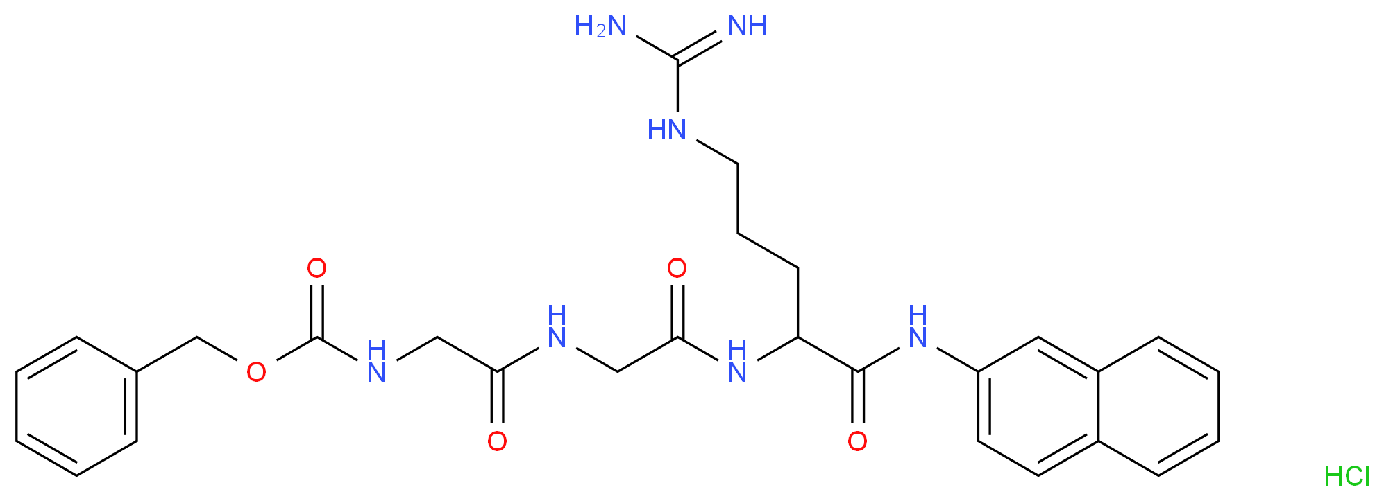 benzyl N-({[({4-carbamimidamido-1-[(naphthalen-2-yl)carbamoyl]butyl}carbamoyl)methyl]carbamoyl}methyl)carbamate hydrochloride_分子结构_CAS_1442-79-1