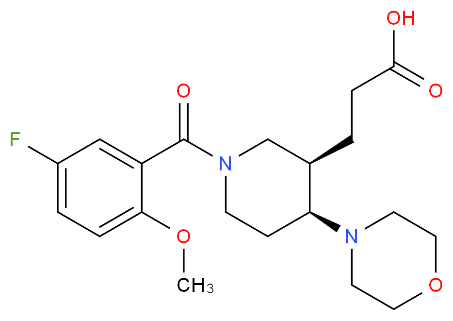 3-[(3R*,4S*)-1-(5-fluoro-2-methoxybenzoyl)-4-morpholin-4-ylpiperidin-3-yl]propanoic acid_分子结构_CAS_)