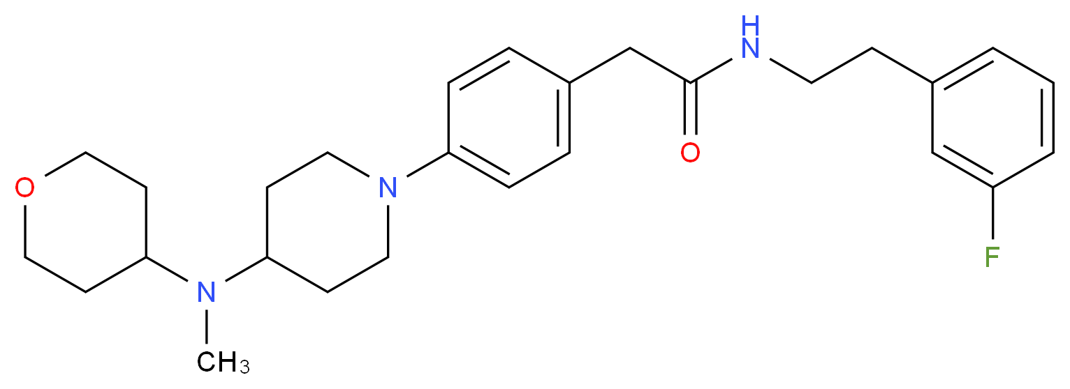 N-[2-(3-fluorophenyl)ethyl]-2-(4-{4-[methyl(tetrahydro-2H-pyran-4-yl)amino]-1-piperidinyl}phenyl)acetamide_分子结构_CAS_)