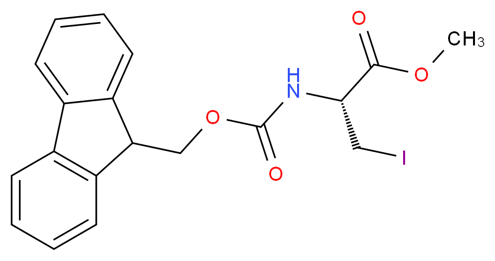 (R)-methyl 2-(((9H-fluoren-9-yl)methoxy)carbonylamino)-3-iodopropanoate_分子结构_CAS_156017-42-4)