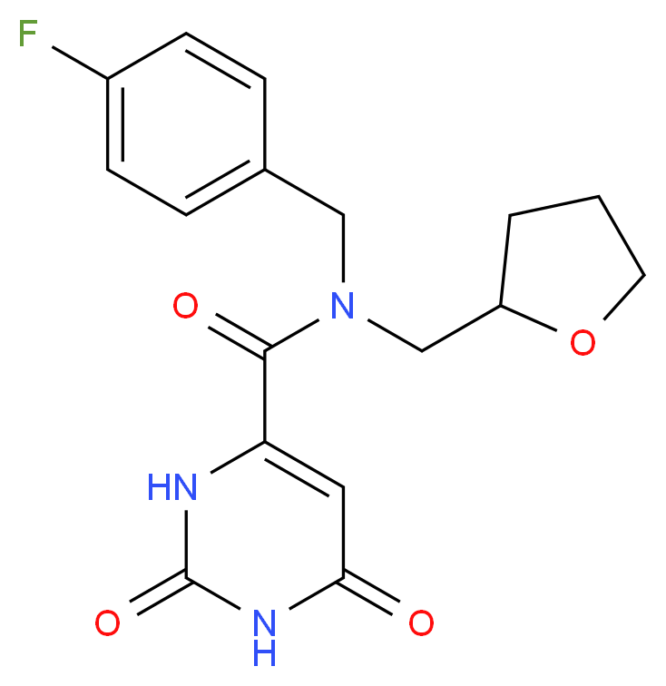 N-(4-fluorobenzyl)-2,6-dioxo-N-(tetrahydrofuran-2-ylmethyl)-1,2,3,6-tetrahydropyrimidine-4-carboxamide_分子结构_CAS_)