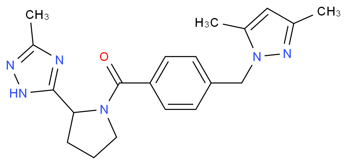 5-(1-{4-[(3,5-dimethyl-1H-pyrazol-1-yl)methyl]benzoyl}pyrrolidin-2-yl)-3-methyl-1H-1,2,4-triazole_分子结构_CAS_)