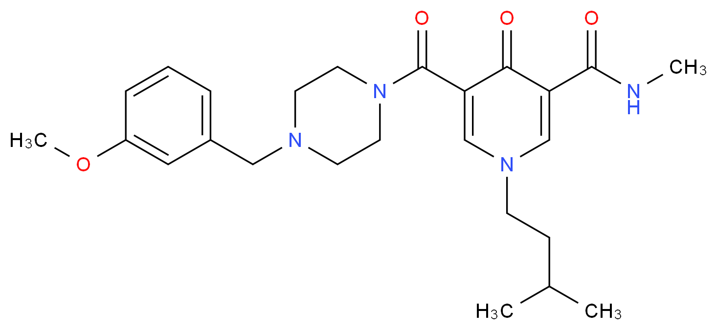 5-{[4-(3-methoxybenzyl)-1-piperazinyl]carbonyl}-N-methyl-1-(3-methylbutyl)-4-oxo-1,4-dihydro-3-pyridinecarboxamide_分子结构_CAS_)