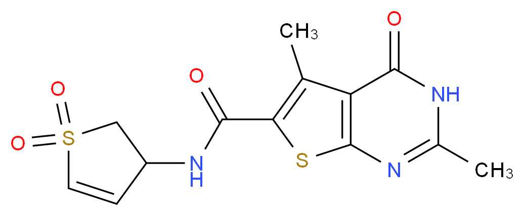 N-(1,1-dioxido-2,3-dihydro-3-thienyl)-2,5-dimethyl-4-oxo-3,4-dihydrothieno[2,3-d]pyrimidine-6-carboxamide_分子结构_CAS_)