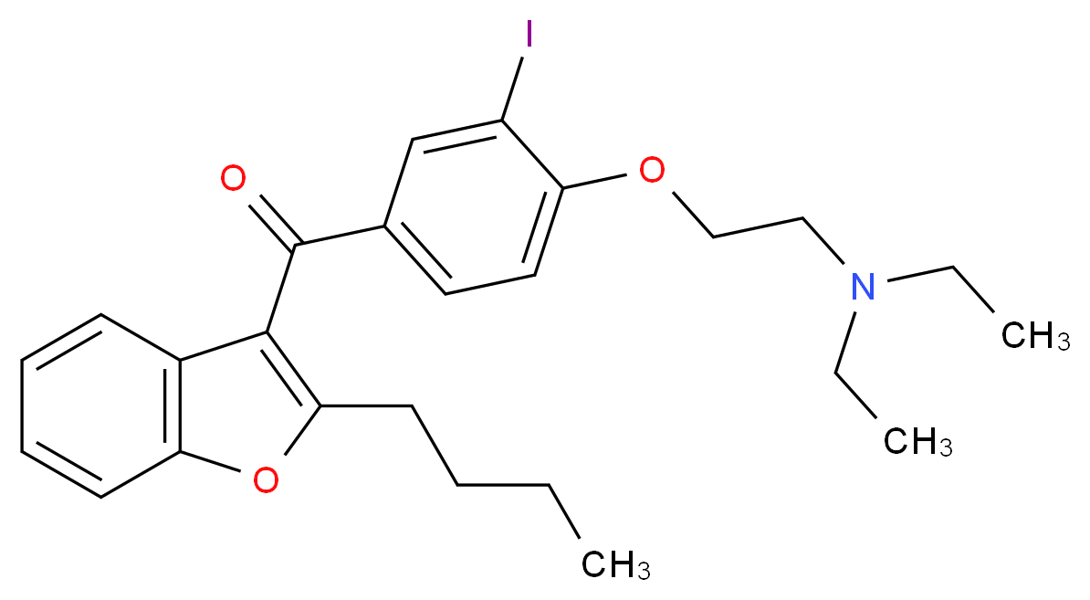 {2-[4-(2-butyl-1-benzofuran-3-carbonyl)-2-iodophenoxy]ethyl}diethylamine_分子结构_CAS_85642-08-6
