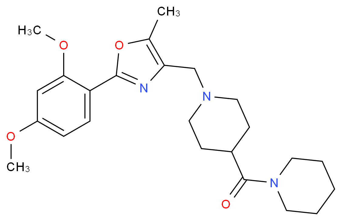 1-{[2-(2,4-dimethoxyphenyl)-5-methyl-1,3-oxazol-4-yl]methyl}-4-(1-piperidinylcarbonyl)piperidine_分子结构_CAS_)